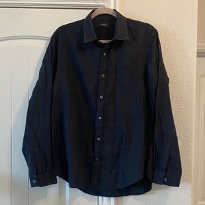 Theory Dark Blue Men's Casual Button Down Shirt